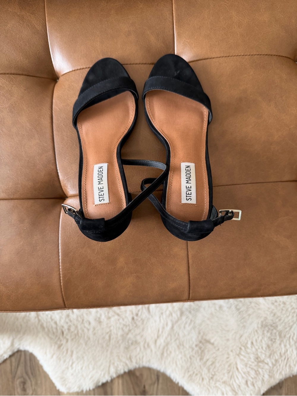 Steve Madden Black Suede Open-Toe Ankle Strap Sandals